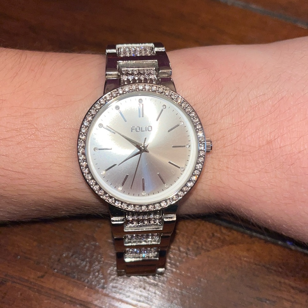 Folio Silver Bedazzled Watch